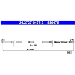 Comparateur de prix : Tirette à câble, frein de stationnement 24.3727-0475.2 ATE 24.37270475.2