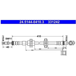 ATE Flexible de frein pour RENAULT: Laguna (Ref: 24.5144-0410.3) pas cher