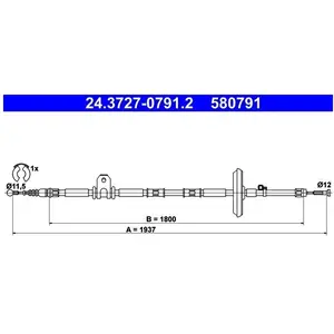 Comparateur de prix : Tirette à câble, frein de stationnement 24.3727-0791.2 ATE 24.37270791.2