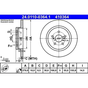 ATE Disques de frein pour TOYOTA: Urban Cruiser (Ref: 24.0110-0364.1) pas cher