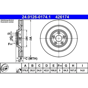 Disque de frein 24.0126-0174.1 ATE 24.01260174.1 pas cher
