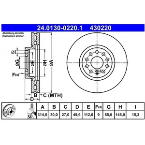 Disque de frein 24.0130-0220.1 ATE 24.01300220.1 pas cher
