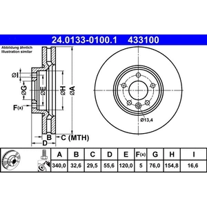 ATE Disques de frein pour VOLKSWAGEN: Transporter (Ref: 24.0133-0100.1) pas cher