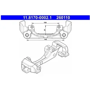 Comparateur de prix : Support, étrier de frein 11.8170-0002.1 ATE 11.81700002.1