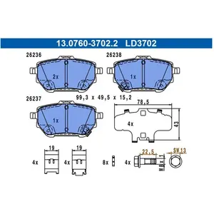 ATE Plaquettes de frein X4 pour TOYOTA: Yaris Cross (Ref: 13.0470-3702... pas cher