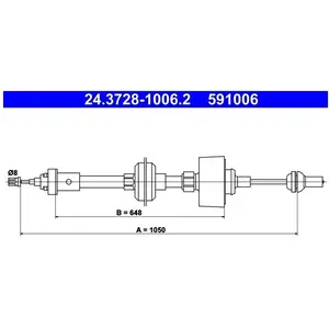 ATE Câble d'embrayage pour RENAULT: Super 5, Extra, Express, Rapid (Ref: 24.3728-1006.2) pas cher