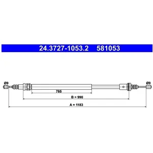 ATE Câble de frein à main pour RENAULT: Laguna (Ref: 24.3727-1053.2) pas cher
