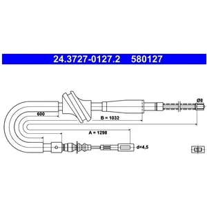 ATE Câble de frein à main pour AUDI: 90, 80 (Ref: 24.3727-0127.2) pas cher