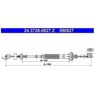 Comparateur de prix : ATE Câble d'embrayage pour PEUGEOT: 206 (Ref: 24.3728-0827.2)