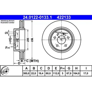 Disque de frein 24.0122-0133.1 ATE 24.01220133.1 pas cher