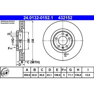 ATE Disques de frein pour PEUGEOT: 607 (Ref: 24.0132-0152.1) pas cher