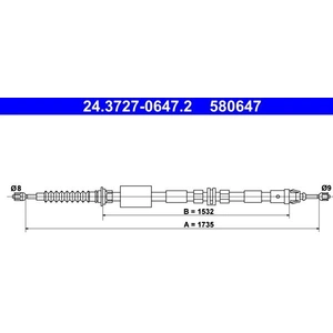 Comparateur de prix : ATE Câble de frein à main pour FORD: Mondeo (Ref: 24.3727-0647.2)
