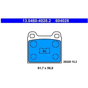 Kit de plaquettes de frein, frein à disque 13.0460-4028.2 ATE 13.04604028.2 pas cher