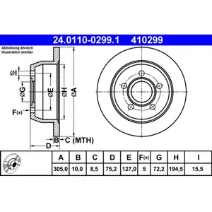 ATE Disques de frein pour JEEP: Grand Cherokee (Ref: 24.0110-0299.1) pas cher