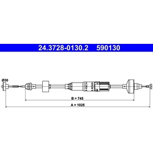 ATE Câble d'embrayage pour VOLKSWAGEN: Golf, Vento (Ref: 24.3728-0130.2) pas cher