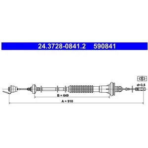 Comparateur de prix : ATE Câble d'embrayage pour PEUGEOT: 206 (Ref: 24.3728-0841.2)