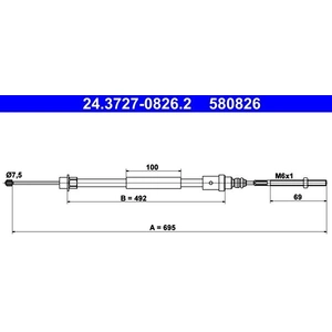 ATE Câble de frein à main pour PEUGEOT: 406 (Ref: 24.3727-0826.2) pas cher