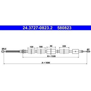 ATE Câble de frein à main pour PEUGEOT: 306 (Ref: 24.3727-0823.2) pas cher