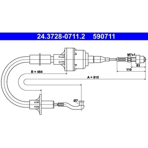 ATE Câble d'embrayage pour OPEL: Kadett, Astra & VAUXHALL: Astra (Ref: 24.3728-0711.2) pas cher