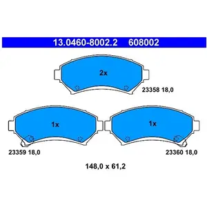 Jeu de plaquettes de frein ATE 13.0460-8002.2, avant pas cher