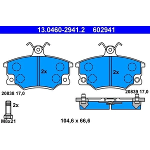 Kit de plaquettes de frein, frein à disque 13.0460-2941.2 ATE 13.04602941.2 pas cher