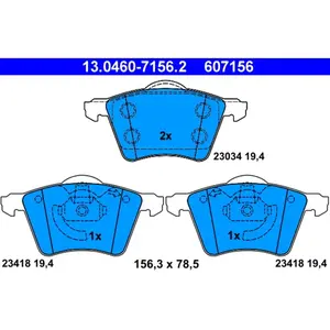ATE Plaquettes de frein X4 pour FORD: Galaxy (Ref: 13.0460-7156.2) pas cher
