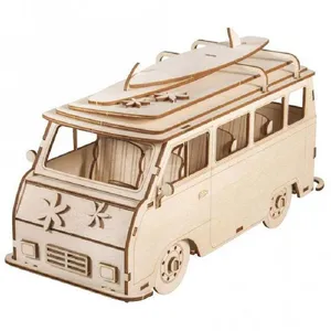 Rayher Maquette en bois 3D Camping car à customiser - 30 x 13 x 17 cm -