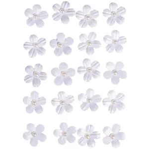 Comparateur de prix : Rayher Stickers décoratifs - Fleurs en Papier avec demi-perle - Blanc ...