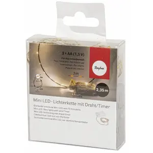 Comparateur de prix : Guirlande lumineuse 40 mini LED 235 cm avec fil et minuterie - Rayher