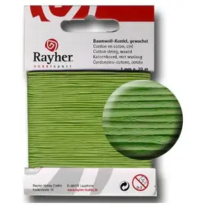 Rayher 5169111 Cordon en Coton ciré Vert Clair 1 mm x 20 mVendu paramazon