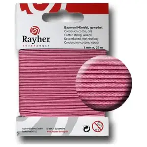 Comparateur de prix : Rayher Fil de coton ciré création bijoux & bricolage 1mm carte 20m rose, 5169133