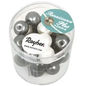 Comparateur de prix : Rayher Renaissance Perles verre ciré ø 10mm 32pc gros trou blanc/gris, 14438000