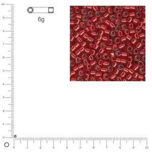 Comparateur de prix : Miyuki Delicas 11/0 avec intérieur argenté - Rouge classique DB0603 - 6 g