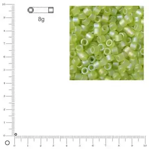 Perle Miyuki Delica - 1,6 mm - Rainbow transp. dépoli - Vert pomme - M...Vendu parscrapmalin