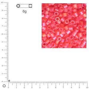 Miyuki Delicas 11/0 transparent rainbow dépoli - Rouge clair DB0856 - ...Vendu parscrapmalin
