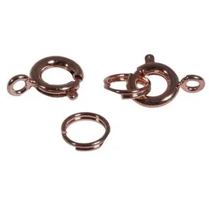 Comparateur de prix : Rayher Fermoir à ressort avec Anneau fendu ø 7 mm Couleur Or rose 4 pcs