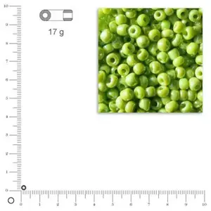 Comparateur de prix : Rayher Rocailles opaques lustrées - Vert clair - Ø 2,6 mm x 17 g