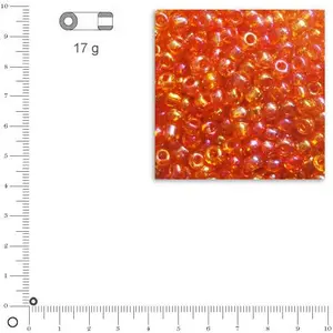 Rayher 1405834 rocailles, 2,6 mm ø, transp. Gelüstert, Boîte 17 g, Orange pas cher