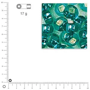 Rayher 1405515 rocailles, 2,6 mm ø, boîte avec reflets argentés, 16 G, Jade