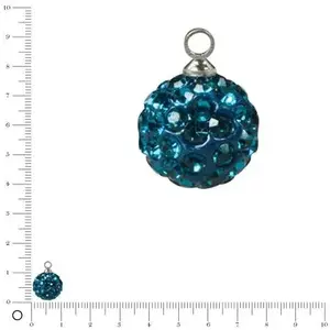 Rayher Perle Shamballa - Ronde avec Pendentifs - Ø 10 mm - Bleu pétroleVendu parscrapmalin