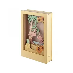Rayher 62850505 Kit bois cadre à motif 3D Flamant, FSC 100%, nature pas cher