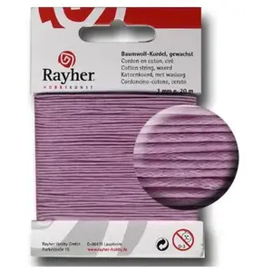Comparateur de prix : Rayher Fil de coton ciré 1 mm - Lilas x 20 m