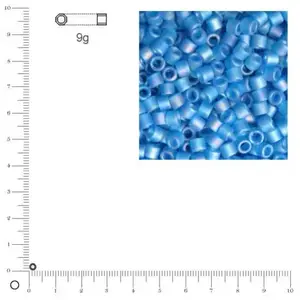 Miyuki Delicas 10/0 transparent rainbow dépoli - Bleu azur DBM0862 - 9 gVendu parscrapmalin