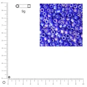 Miyuki Delicas 10/0 transparent rainbow dépoli - Bleu royal DBM0864 - 9 gVendu parscrapmalin