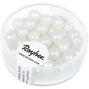 Comparateur de prix : Rayher Renaissance Boîte de 45 Perles de Cire en Verre Mat 6 mm Blanc Neige