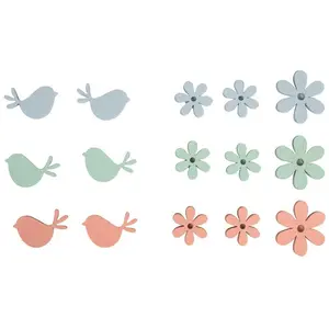 Comparateur de prix : Rayher Miniatures adhésives en Bois coloré - Fleur et oiseau - 15 pcs
