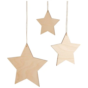 Rayher Etoiles en bois déco av fil FSCMixCred. 12+15+20cm ø 6pcs nature, 46707505Vendu parscrapmalin