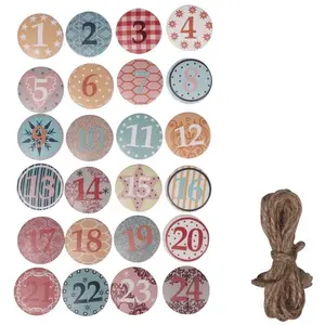 Rayher chiffres pour calendrier de l’avent 1-24 FSC100% ø2,5cm+ficelle, 46723505