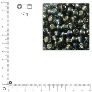 Rayher Rocailles rainbow intérieur argenté - Gris acier - Ø 4 mm x 17 g