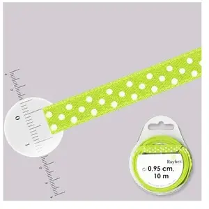 Rayher Hobby Ruban satin à pois - rouleau de 10 m x 0,95 cm Vert anisVendu parscrapmalin